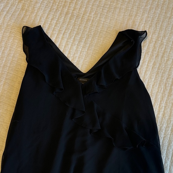 Halogen Black Ruffle V-Neck Blouse - Picture 2 of 4